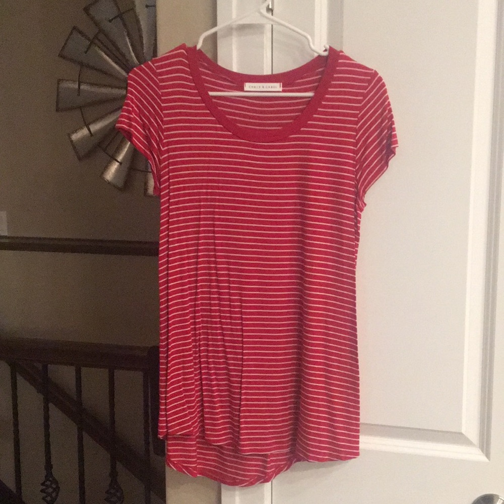 Red and white stripe tee